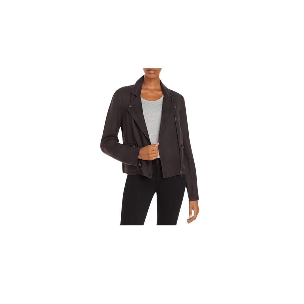 Rails Moto Jacket charcoal grey linen blend size XS